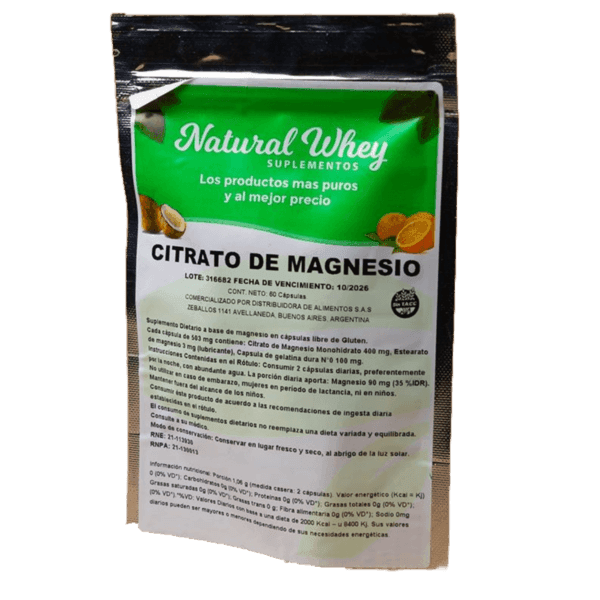 NATURAL WHEY - CAPSULA CITRATO DE MAGNESIO X60 U