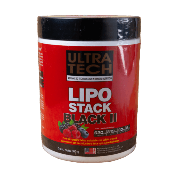 ULTRA TECH - POLVO LIPO STACK BLACK II FRUTOS ROJOS X300 G